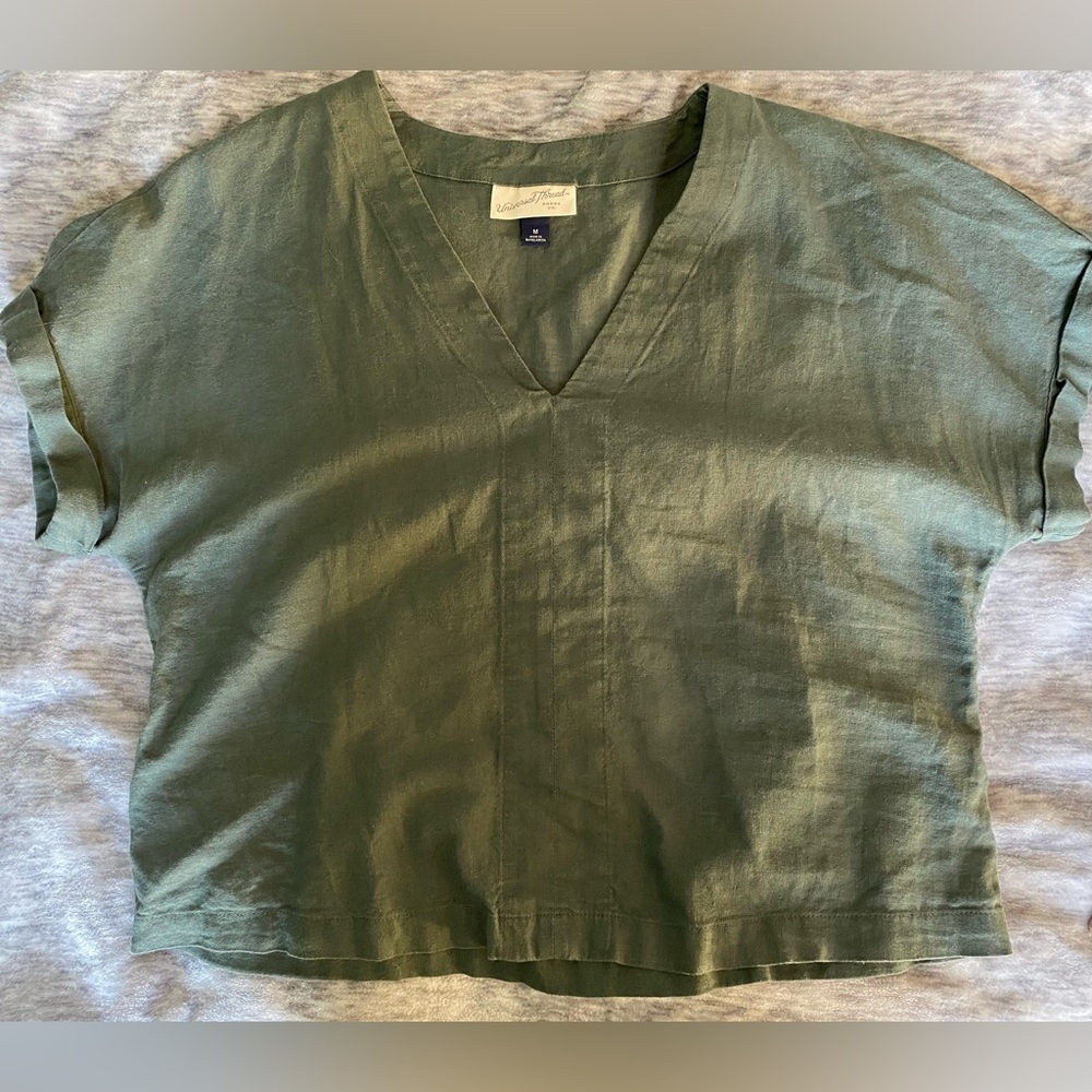 Green Linen Blouse